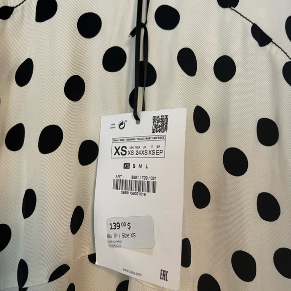 New with tags Zara dress.  White with black polka dots. Size Xs - Picture 11 of 13